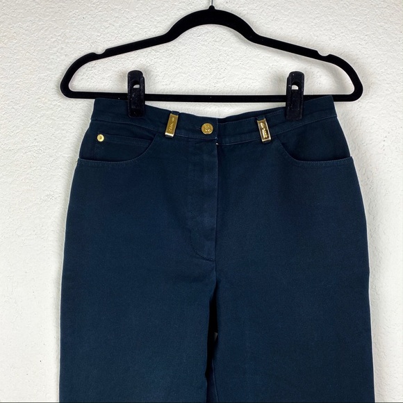 St. John Black Straight Leg Pants Gold Hardware - Picture 5 of 8